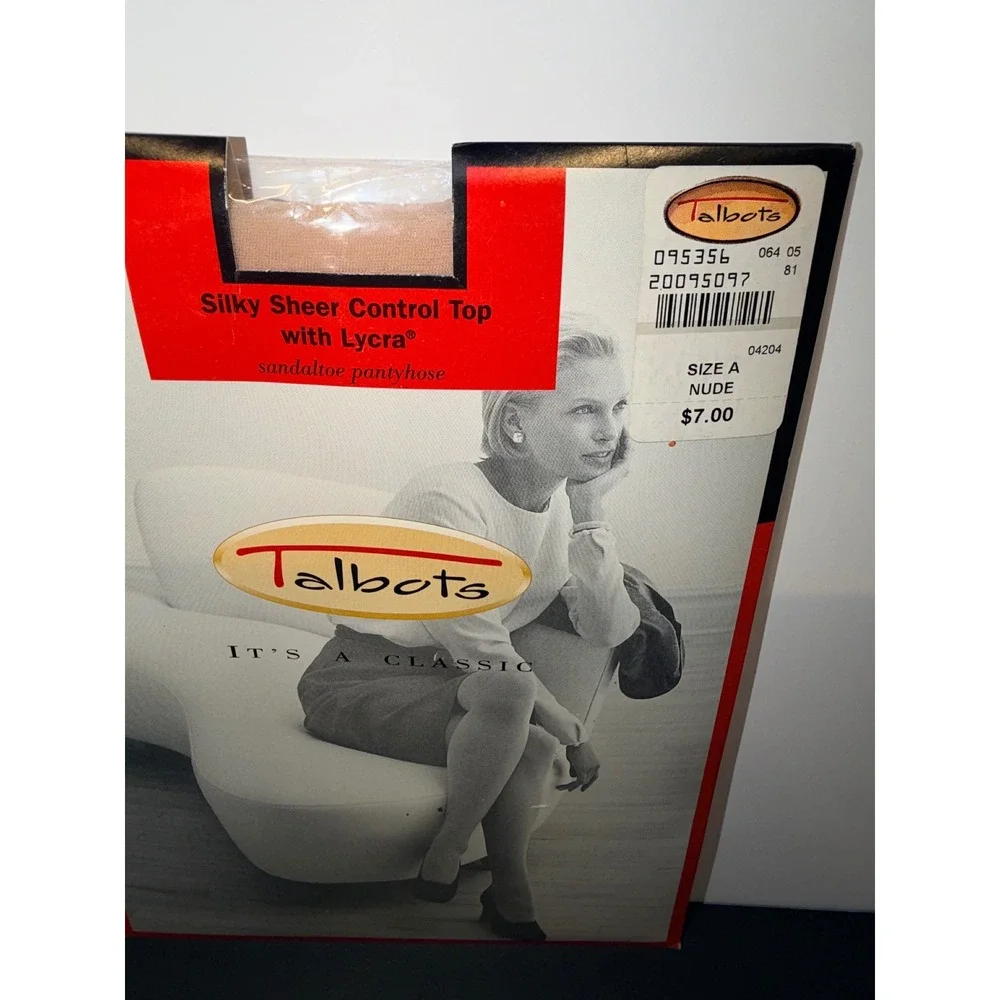 Talbots Silky Sheer Control Top Pantyhose Sandaltoe Nude Size A Lycra Vintage